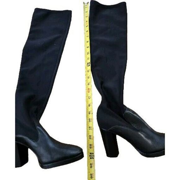 Donald J Pliner Pull On Over The Knee Joan Stretch Leather Boots Black Size 6M - Picture 10 of 11
